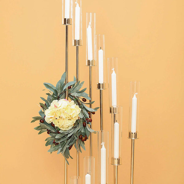 57-Inch Tall Gold Candelabra Candle Holder with Glass Shades