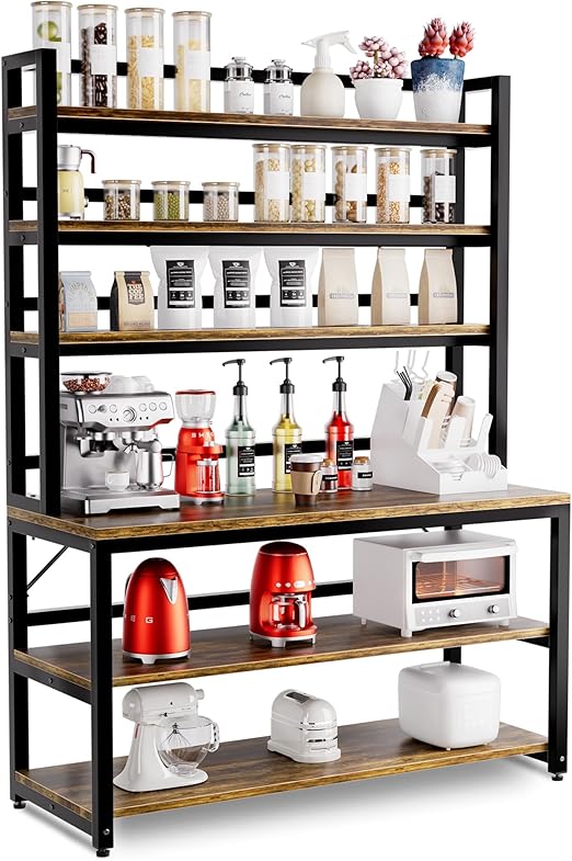 6-Tier Baker's Rack with Hutch & Storage Shelves