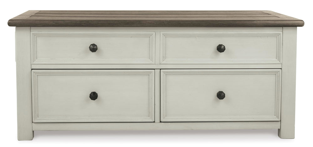 Lift-Top Coffee Table with Storage – Rustic Farmhouse Two-Tone