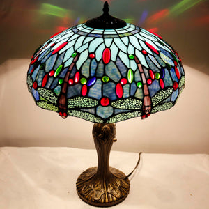 Tiffany Style Table Lamp – Blue Dragonfly Stained Glass