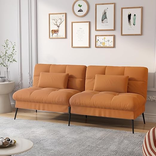 Convertible Futon Sofa Bed with Adjustable Backrest
