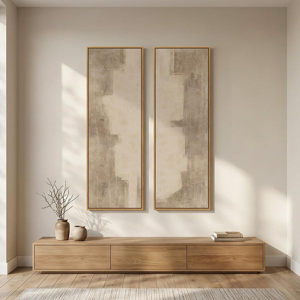 Abstract Vertical Wall Art Set of 2 – Framed Canvas Prints
