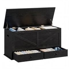 Farmhouse Storage Bench with 2 Fabric Drawers