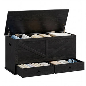 Farmhouse Storage Bench with 2 Fabric Drawers