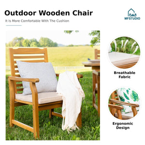 Expandable Acacia Wood Outdoor Dining Set with Cushioned Chairs