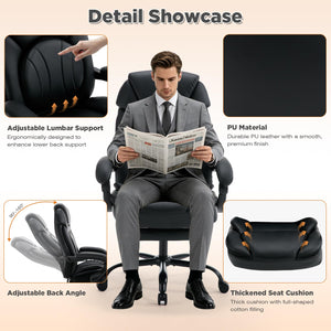 Ergonomic Reclining Office Chair with Lumbar Support and Footrest