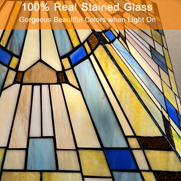Stained Glass Mission Table Lamp 2-Light 16-Inch