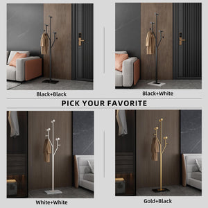Tree-Shaped Coat Rack with Marble Base – 8 Hooks, 68.9" Tall