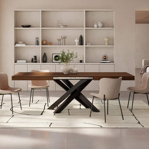 Extendable Dining Table with Black Crossed Legs, Seats 6–10
