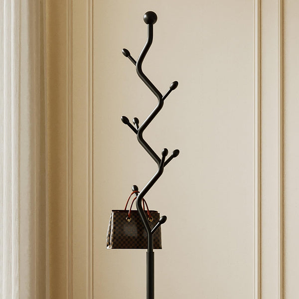 Metal Coat Rack Freestanding with 8 Hooks and Rectangular Base