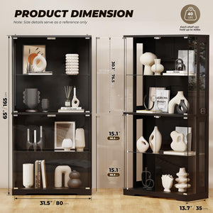 4-Tier Glass Display Cabinet with LED Lighting & Human Sensor