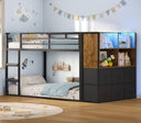 Twin Over Twin Bunk Bed with Storage & LED Lights