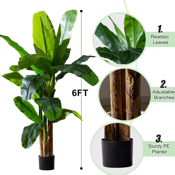 Artificial Banana Tree – Tall Faux Tropical Palm Plant