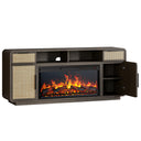 68" Fireplace TV Stand with Rattan Storage Cabinet