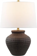Rustic Farmhouse Ceramic Table Lamp with Drum Shade