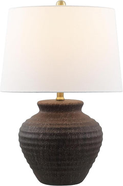 Rustic Farmhouse Ceramic Table Lamp with Drum Shade