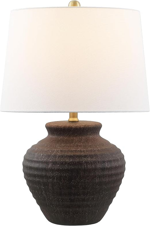 Rustic Farmhouse Ceramic Table Lamp with Drum Shade