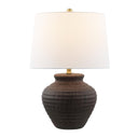Dark Brown Ceramic Table Lamp with Fabric Shade