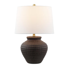 Dark Brown Ceramic Table Lamp with Fabric Shade