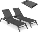 Outdoor Chaise Lounge Chairs Set of 2 – Foldable, Adjustable Backrest