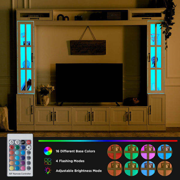 98" Wall Unit TV Stand with LED Lights