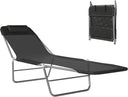 Folding Outdoor Chaise Lounge Chair with Pillow & Reclining Back