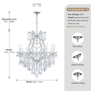 K9 Crystal Maria Theresa Chandelier – 12 or 24 Light, Gold or Silver
