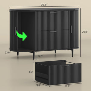 2-Drawer Filing Cabinet with Sliding Door Storage