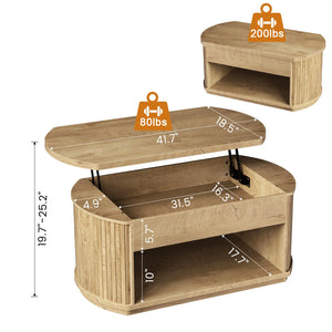 Oval Lift Top Coffee Table with Storage