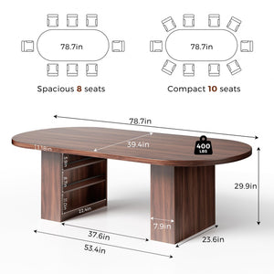 Oval Dining Table with Storage Shelves — Seats 6 to 10