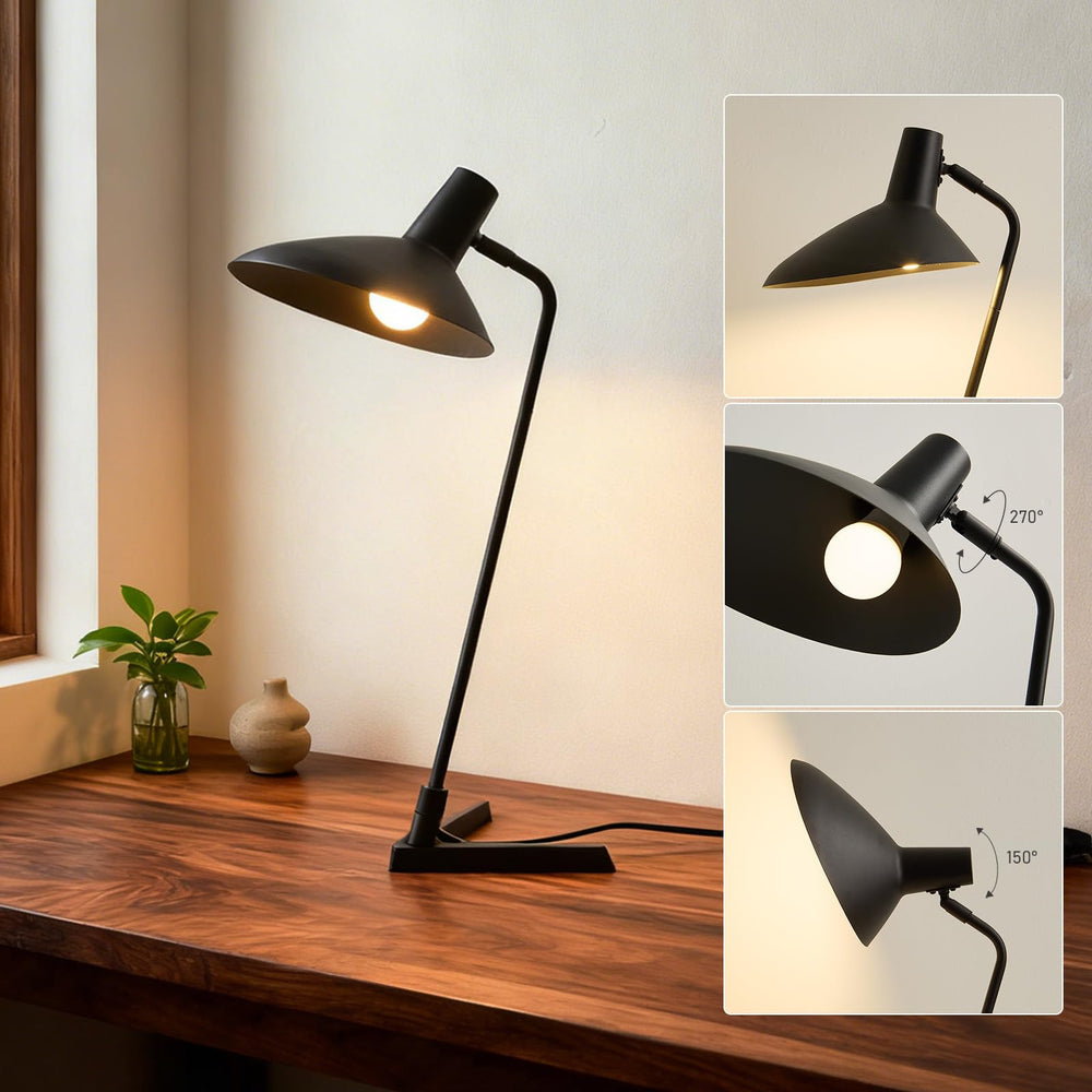 22" Industrial Metal Desk Lamp with Adjustable Neck & Stepless Dimmer