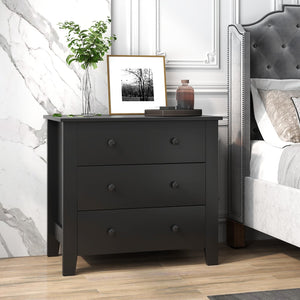 Giantex Small 3-Drawer Dresser for Bedroom - 28.5” x 18” x 26” Wide Chest of Drawers, Modern Large Nightstand, Storage Cabinet, Closet Storage Organizer for Living Room, Hallway (Black)