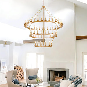 Wagon Wheel Chandelier 60-Inch Multi-Tier Metal Ceiling Light