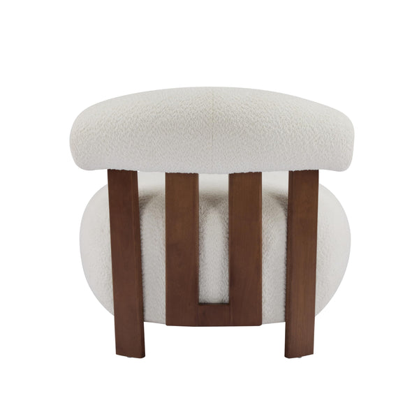 Armless Boucle Accent Chair with Solid Wood Frame