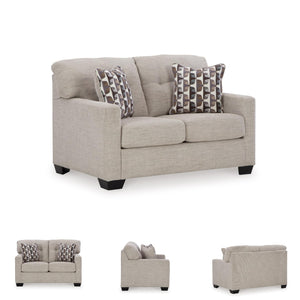 Contemporary Tufted Loveseat – Beige Polyester Upholstery