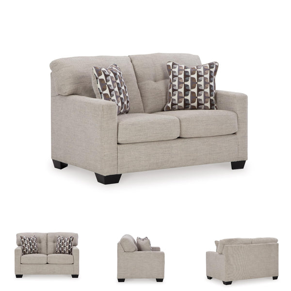 Contemporary Tufted Loveseat – Beige Polyester Upholstery