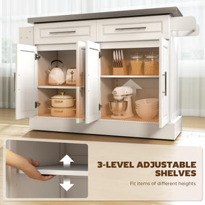 Rolling Kitchen Island Cart with Stainless Steel Top