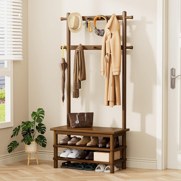 3-in-1 Entryway Hall Tree with Bench and Shoe Storage