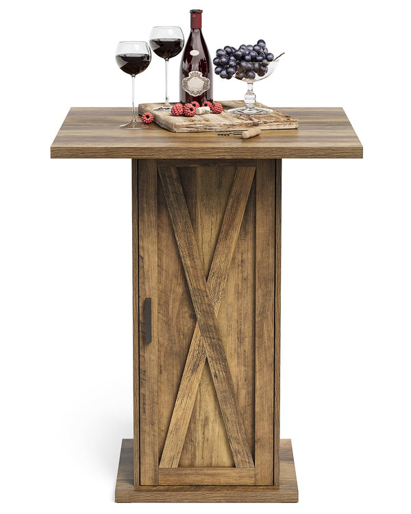 Square Bar Table with 3-Tier Storage Cabinet