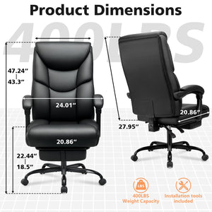 400lb Big & Tall Reclining Office Chair with Footrest