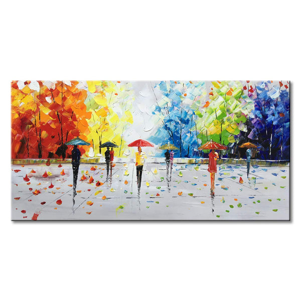 Abstract Landscape Oil Painting on Canvas – Hand Painted Wall Art