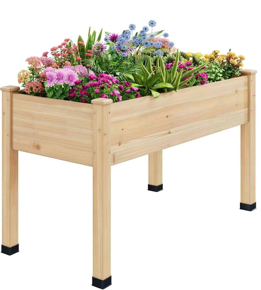 Wood Raised Garden Bed with Legs & Liner