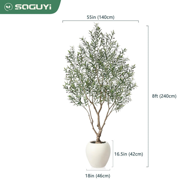 8 Ft Faux Olive Tree with Artisan Planter
