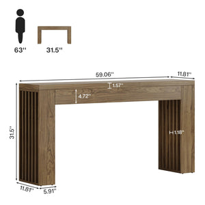 59-Inch Farmhouse Console Sofa Table with Vertical Slat Legs