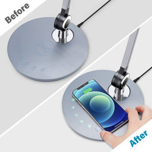LED Desk Lamp with Wireless Charger & Adjustable Swing Arm