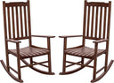Acacia Wood Patio Rocking Chair – High Back & Wide Armrest