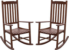 Acacia Wood Patio Rocking Chair – High Back & Wide Armrest