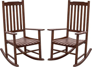 Acacia Wood Patio Rocking Chair – High Back & Wide Armrest