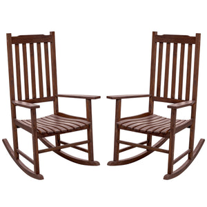 Acacia Wood Patio Rocking Chair – High Back & Wide Armrest