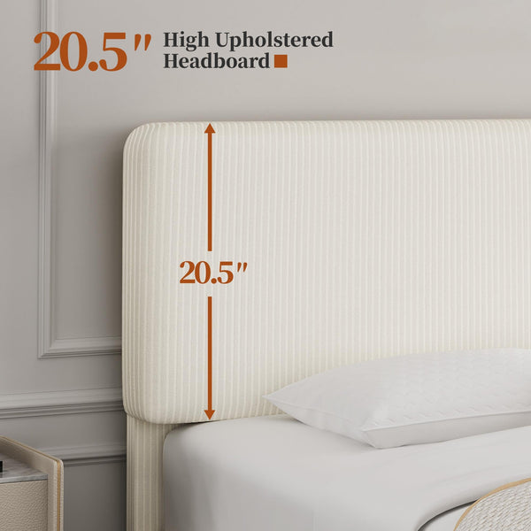 Upholstered Platform Bed Frame with Adjustable Headboard
